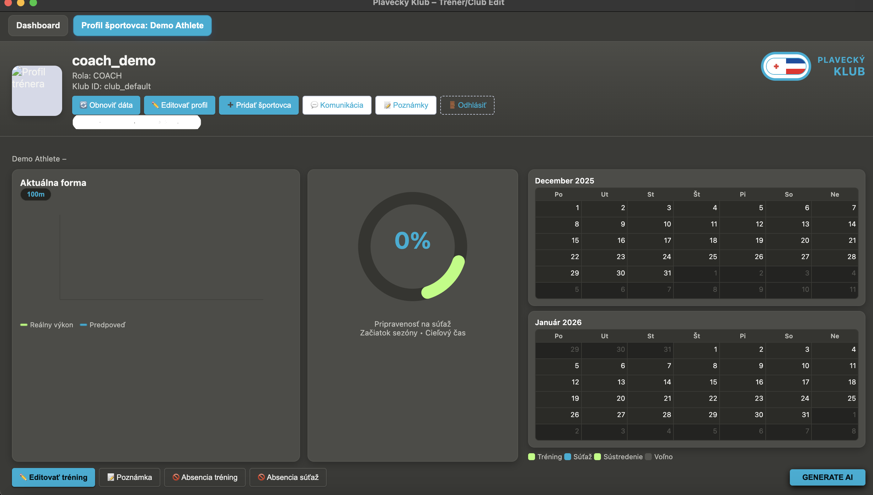 CoachDesk – plánovanie a progres